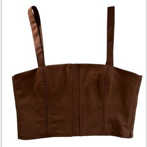 Zara Brown Structured Crop Tank Top Size Small